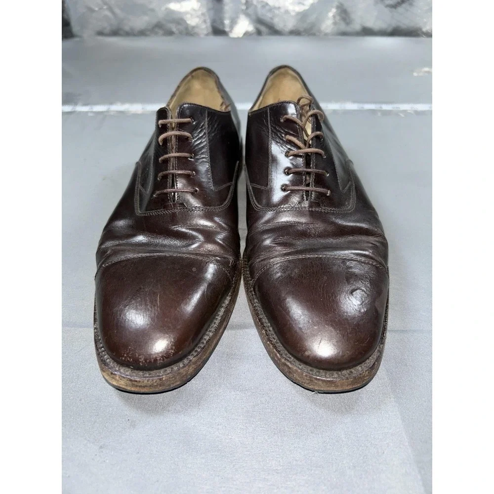 Salvatore Ferragamo Shoes Mens Size 10.5 Brown Leather Cap Toe Oxford Made Italy